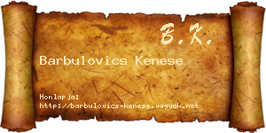 Barbulovics Kenese névjegykártya
